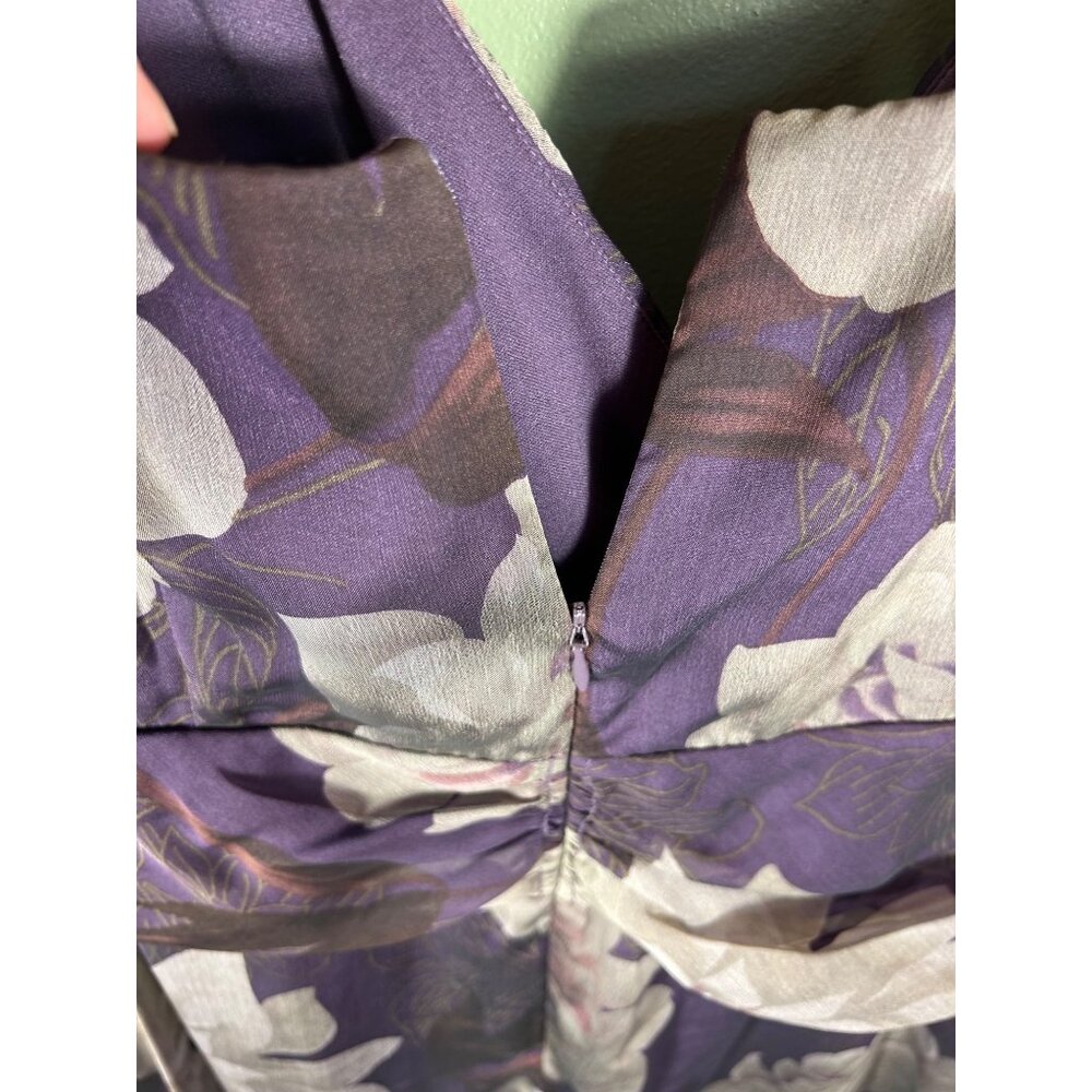 Purple Floral Sleeveless Dress With Empire Waist Size 20 W Easter Fairy - Picture 4 of 12